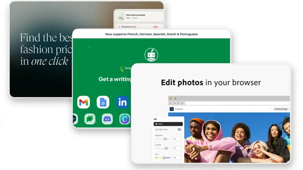 Webbplatser för mode, AI-skrivhjälp och bildredigering i webbläsaren. Ett bra alternativ till Google för att hitta information.