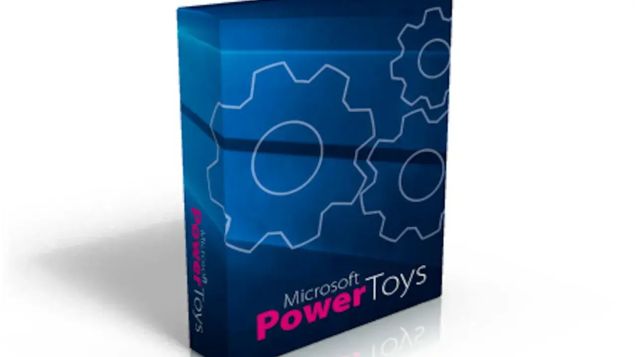 En blå låda med kugghjul och texten "Microsoft PowerToys".
