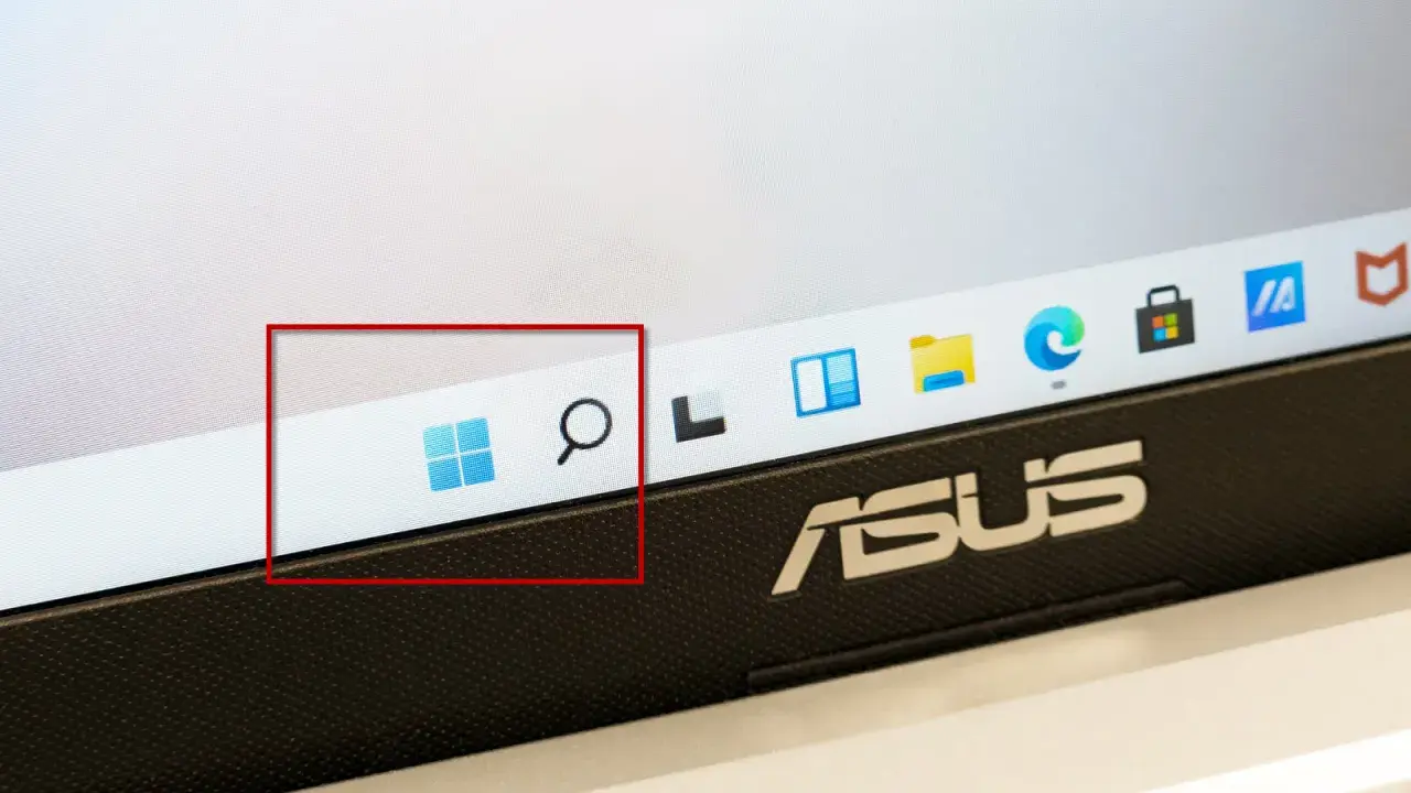 Startmeny i Windows 11 med ikonen för start och sökfältet.