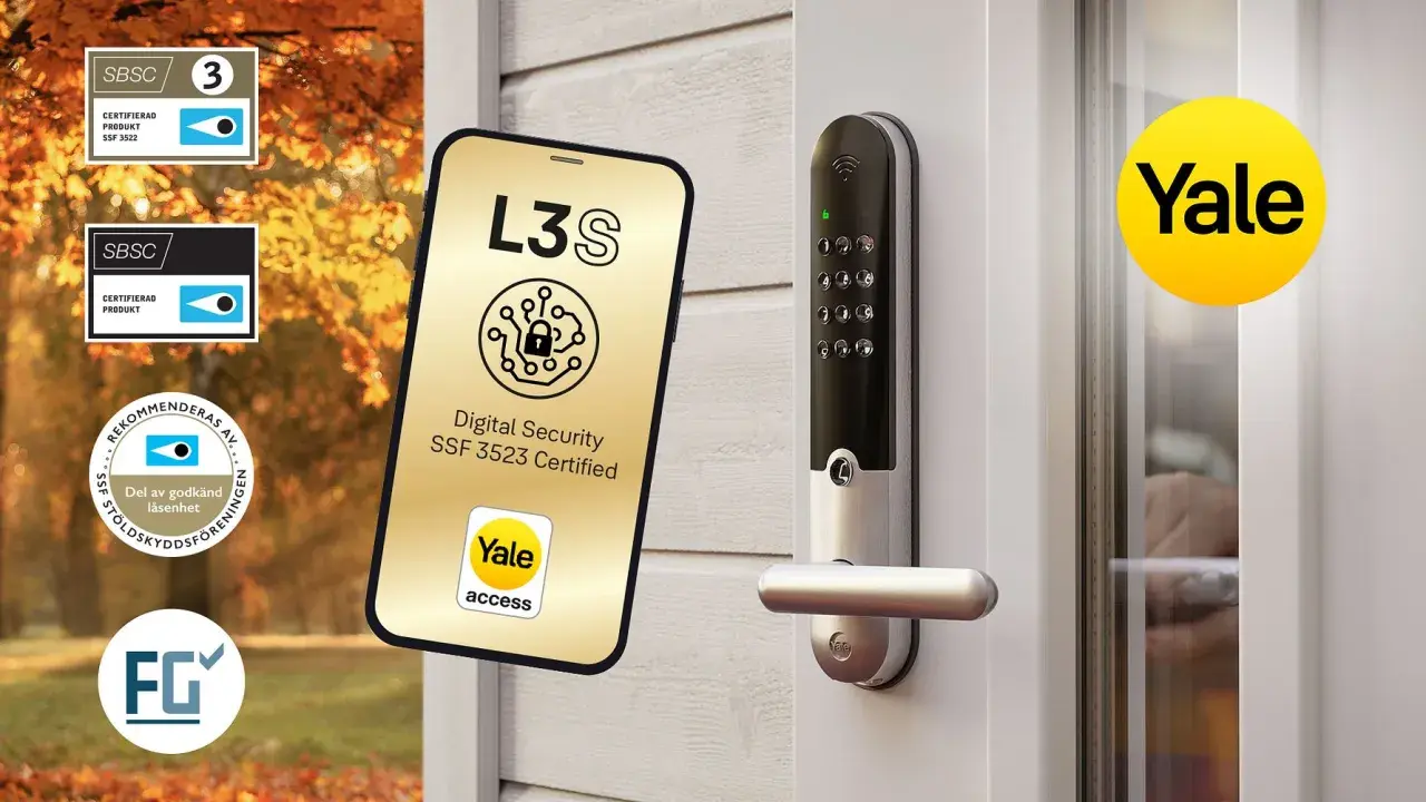 Yale Doorman L3S, en digital säkerhetslösning. Certifierad och rekommenderad för trygghet.