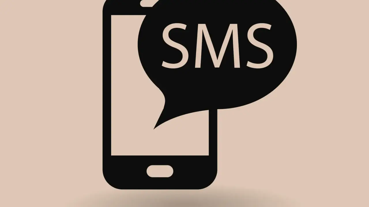 Enkel illustration av en mobiltelefon med en pratbubbla som visar texten "SMS". Ett meddelande i mobilen.