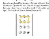 Instruktioner för att aktivera Bluetooth på låset. En gul linje visar mönstret 1-2-3-6-5-4 för att undvika att mata in yale fel kod för många gånger.