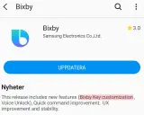 Bixby-appen uppdateras med nya funktioner som Bixby Key-anpassning. Svenska språket stöds.