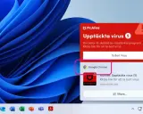 Varning från McAfee: Upptäckta virus på datorn. Google Chrome är listad. Klicka för att ta bort virus.