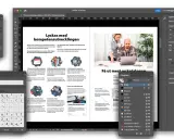 En skärmdump av Adobe InDesign som visar en tidningslayout med rubriken "Lyckas med kompetensutvecklingen". En **Indesign kurs** kan hjälpa dig att skapa liknande layouter.