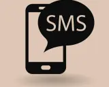 Enkel illustration av en mobiltelefon med en pratbubbla som visar texten "SMS". Ett meddelande i mobilen.