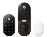 Yale Doorman-komponenter: tangentbord, lås och Nest-hub. Perfekt för att återställa Yale Doorman till fabriksinställningar.