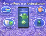 Diagram som visar hur man roota android. Inkluderar steg som "Unlock Bootloader", "Risks & Backups", "Root Tools & Apps" och "Admin Access".