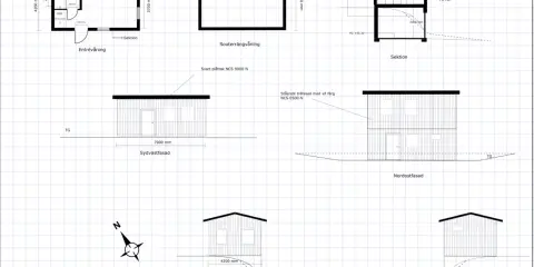 Ritningar för ett hus med entré- och souterrängvåning. En gratis ritprogram hus-idé.