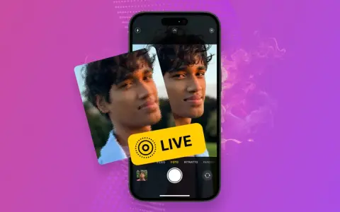 En ung man fångad i en live foto-upplevelse på en iPhone.
