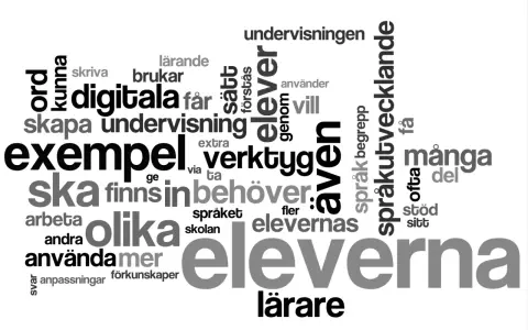 Ordmoln med fokus på "eleverna" och "undervisning". Här kan man skapa ordmoln för att visualisera begrepp.