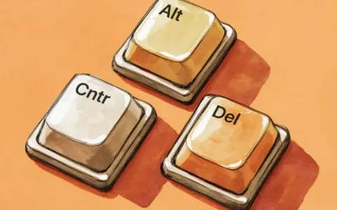 Tre tangenter: Cntr, Alt och Del, som en påminnelse om att trycka ctrl alt delete för att starta om.