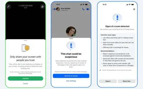 Messenger varnar för konstiga meddelanden. En chatt kan vara misstänkt och AI kan upptäcka bedrägerier.