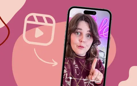 En kvinna på en mobilskärm undrar hur lång kan en reel vara, med en ikon för korta videoklipp bredvid.