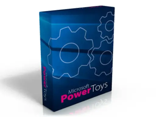 En blå låda med kugghjul och texten "Microsoft PowerToys".