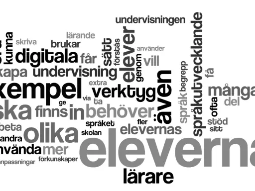 Ordmoln med fokus på "eleverna" och "undervisning". Här kan man skapa ordmoln för att visualisera begrepp.