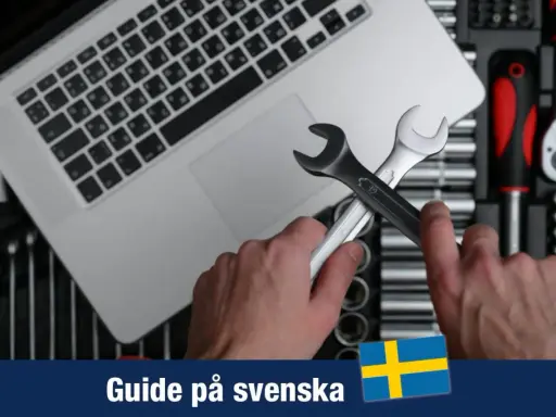 Här är en guide på svenska för att reparera Windows 11. Verktyg och en laptop antyder teknisk hjälp.