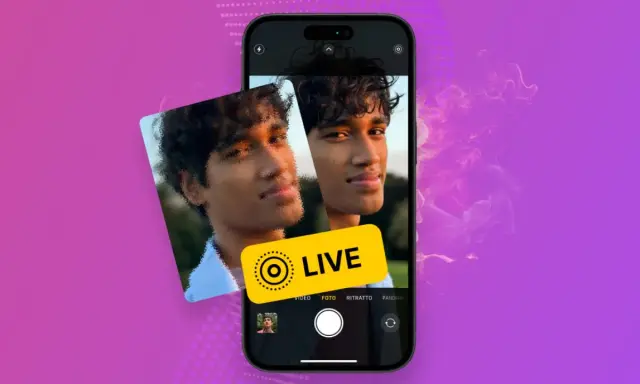 En ung man fångad i en live foto-upplevelse på en iPhone.