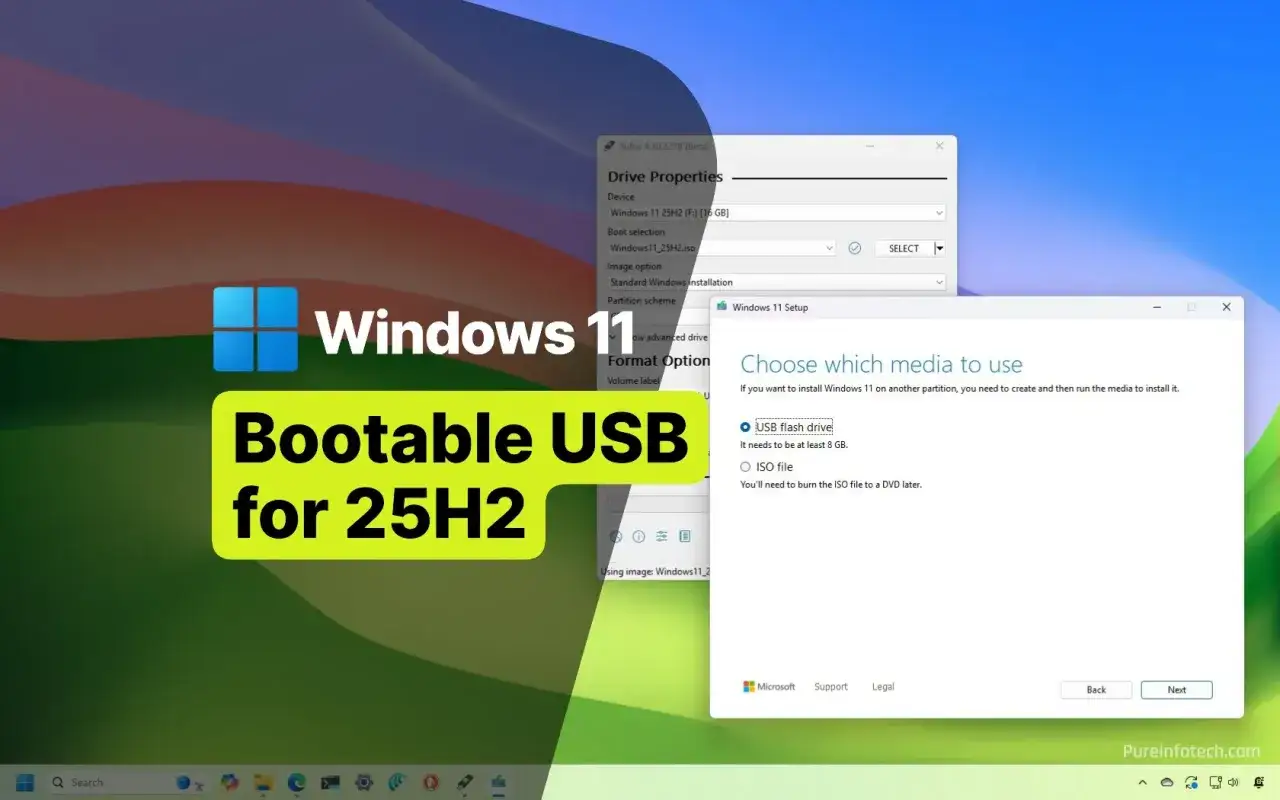 Skapa en bootbar Windows 11 USB för 25H2 med Rufus. Välj