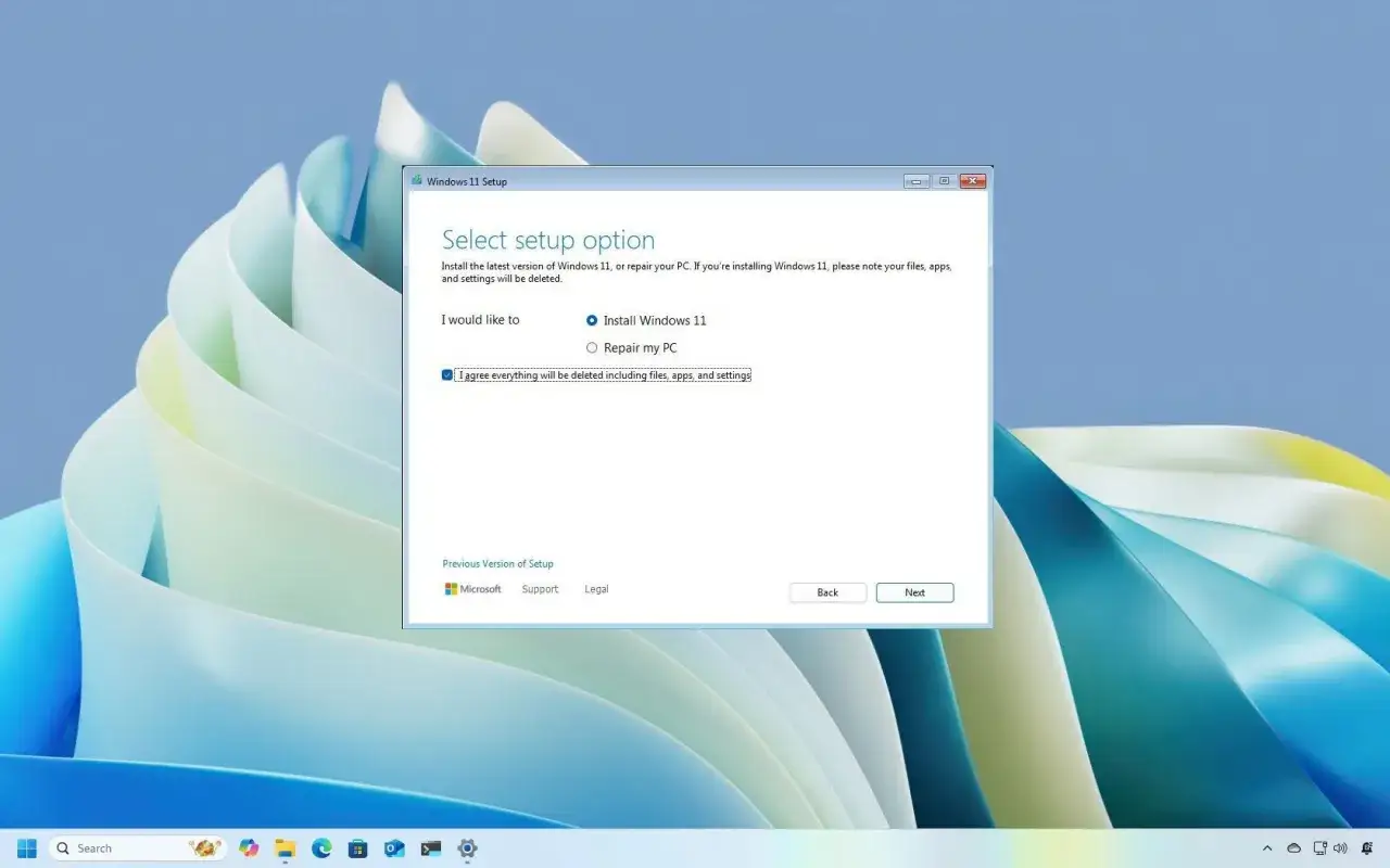 Installera om Windows 11. V&auml;lj 