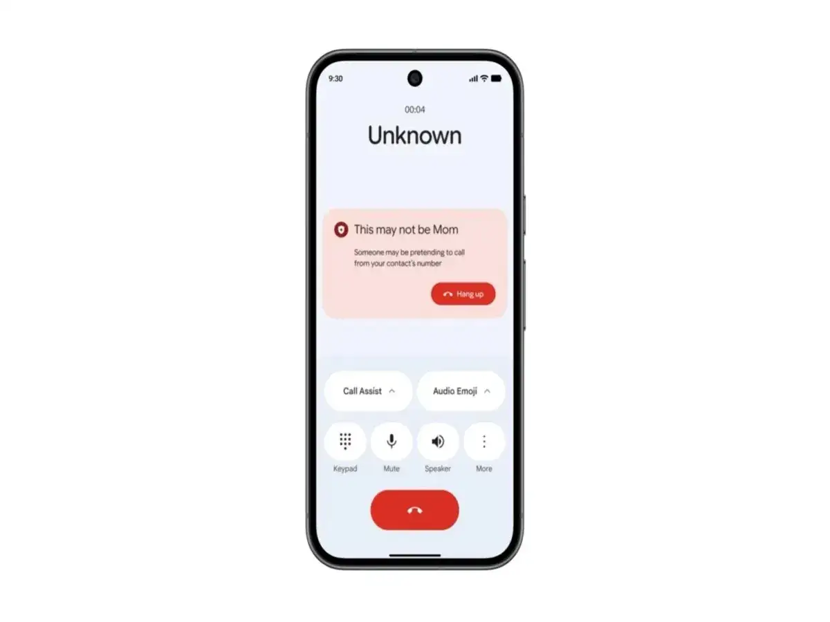 Telefon visar ett okänt samtal med varning: