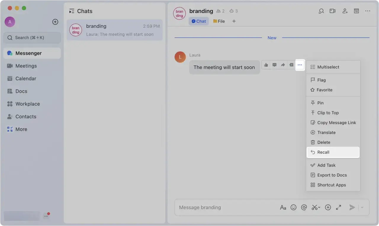 Ikon f&ouml;r att &aring;terkalla meddelande messenger. V&auml;lj 