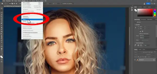 Ikonet visar hur man kan ta bort bakgrund i Photoshop genom att välja "Motiv" i en meny.